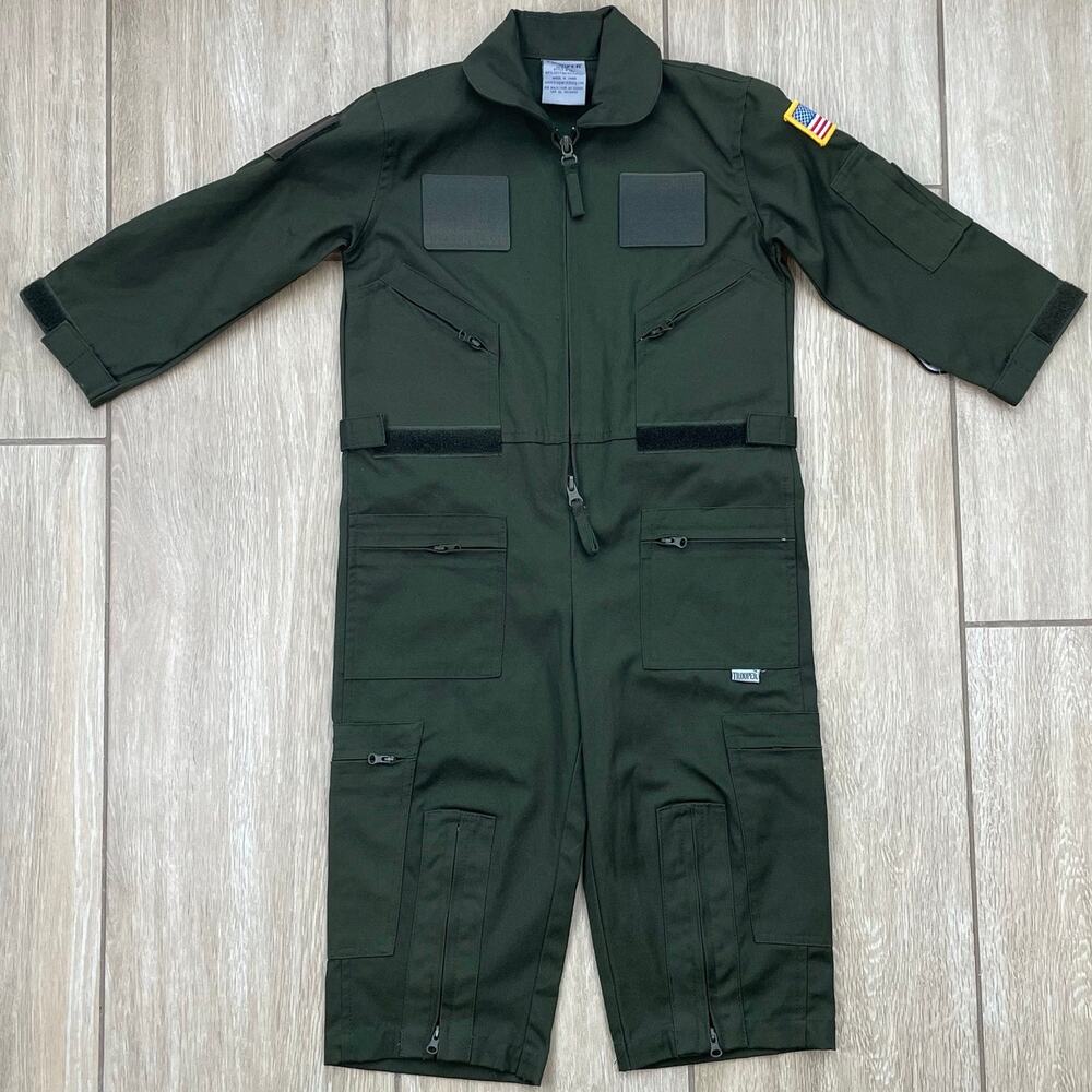 Trooper Kids Sage Green Military Flight Suit Youth Costume Size XS 4-5